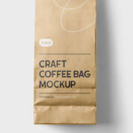 Front View of Vertical Craft Coffee Bag Mockup