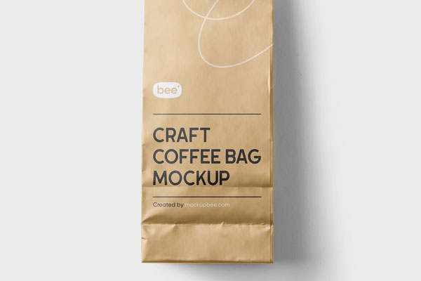 Front View of Vertical Craft Coffee Bag Mockup