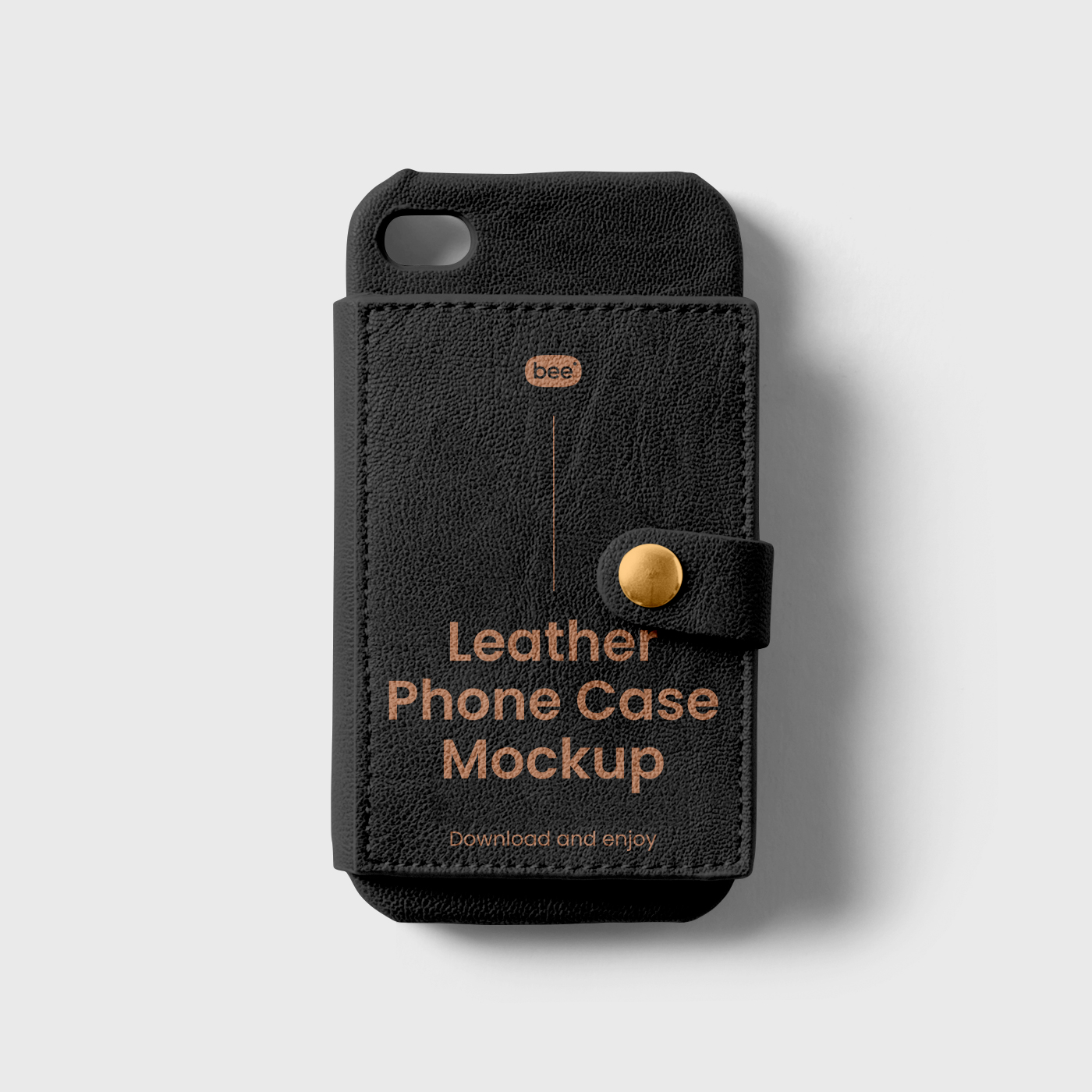 Front View of Vertical Leather Phone Case Mockup FREE PSD