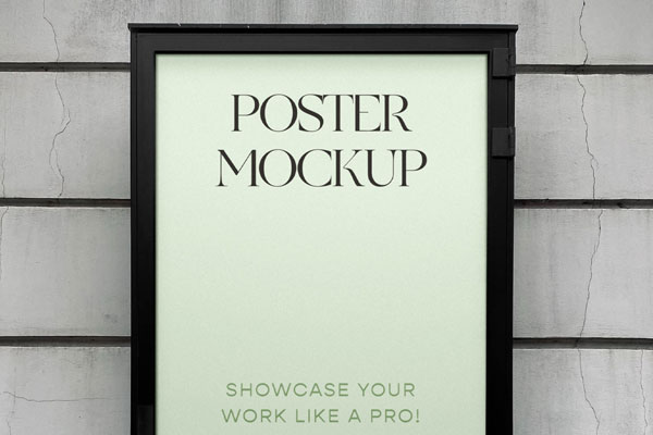 Front View of Vertical Poster Mockup on Building Wall