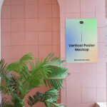 Front View of Vertical Poster Mockup on Wall