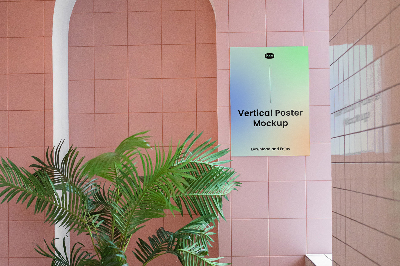 Front View of Vertical Poster Mockup on Wall FREE PSD