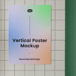 Front View of Vertical Poster Mockup on Wall