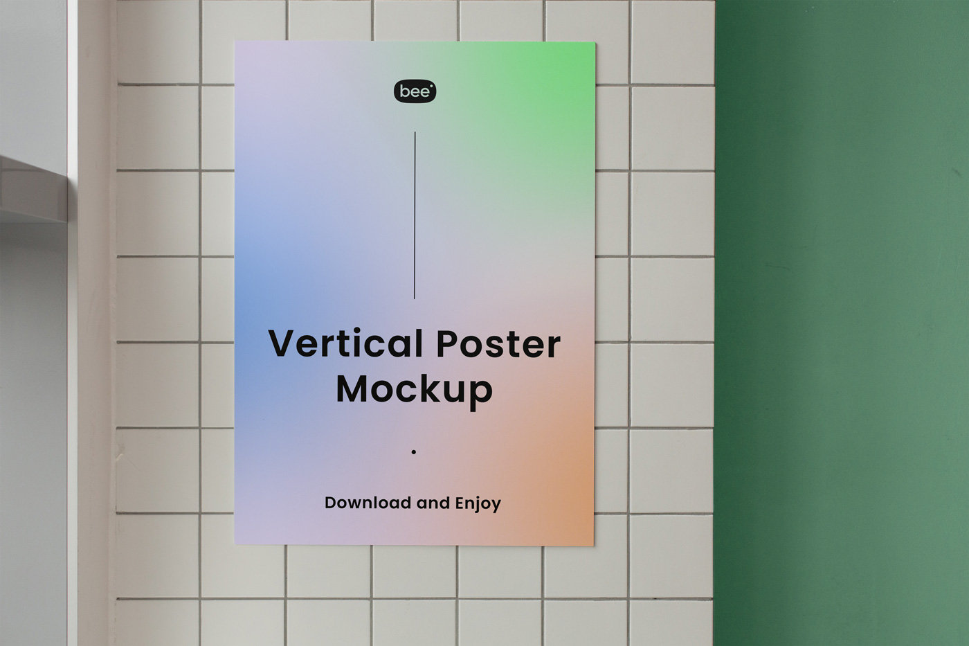 Front View of Vertical Poster Mockup on Wall FREE PSD