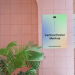 Front View of Vertical Poster Mockup on Wall
