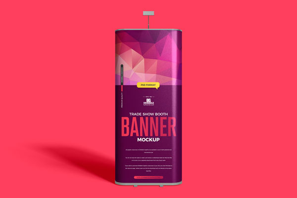 Front View of Vertical Trade Show Booth Banner Mockup