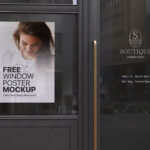 Front View of Vertical Window Poster Mockup