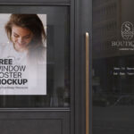 Front View of Vertical Window Poster Mockup