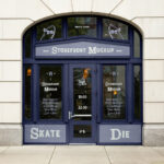 Front View of Vintage Shop Window Mockup