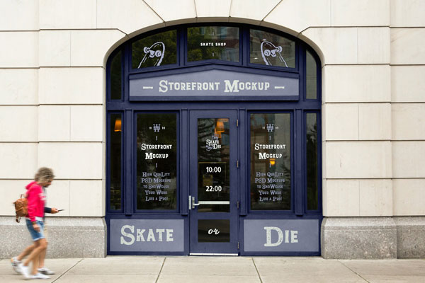 Front View of Vintage Shop Window Mockup