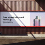 Front View of Wide Street Billboard Mockup on Industrial Wall