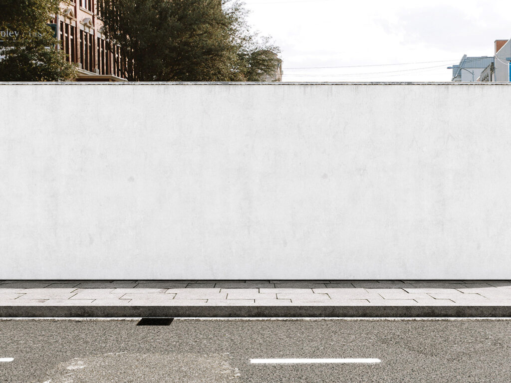 Front View of Wide Street Wall Mockup