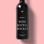 Front View of Wine Bottle Mockup with Soft Shadow