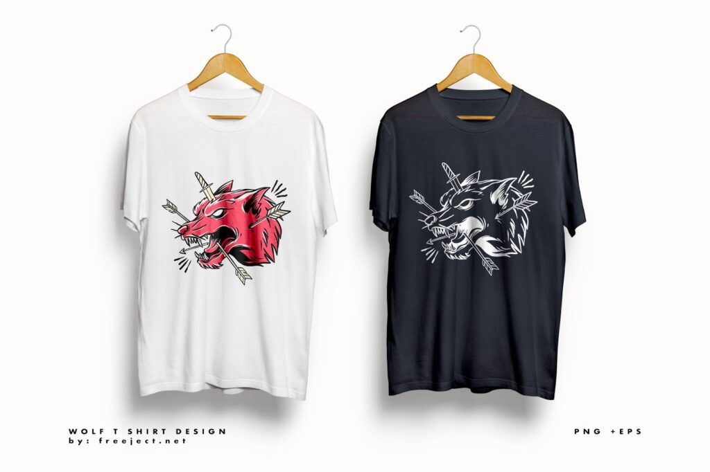 Front View of Wolf T-Shirt Mockup