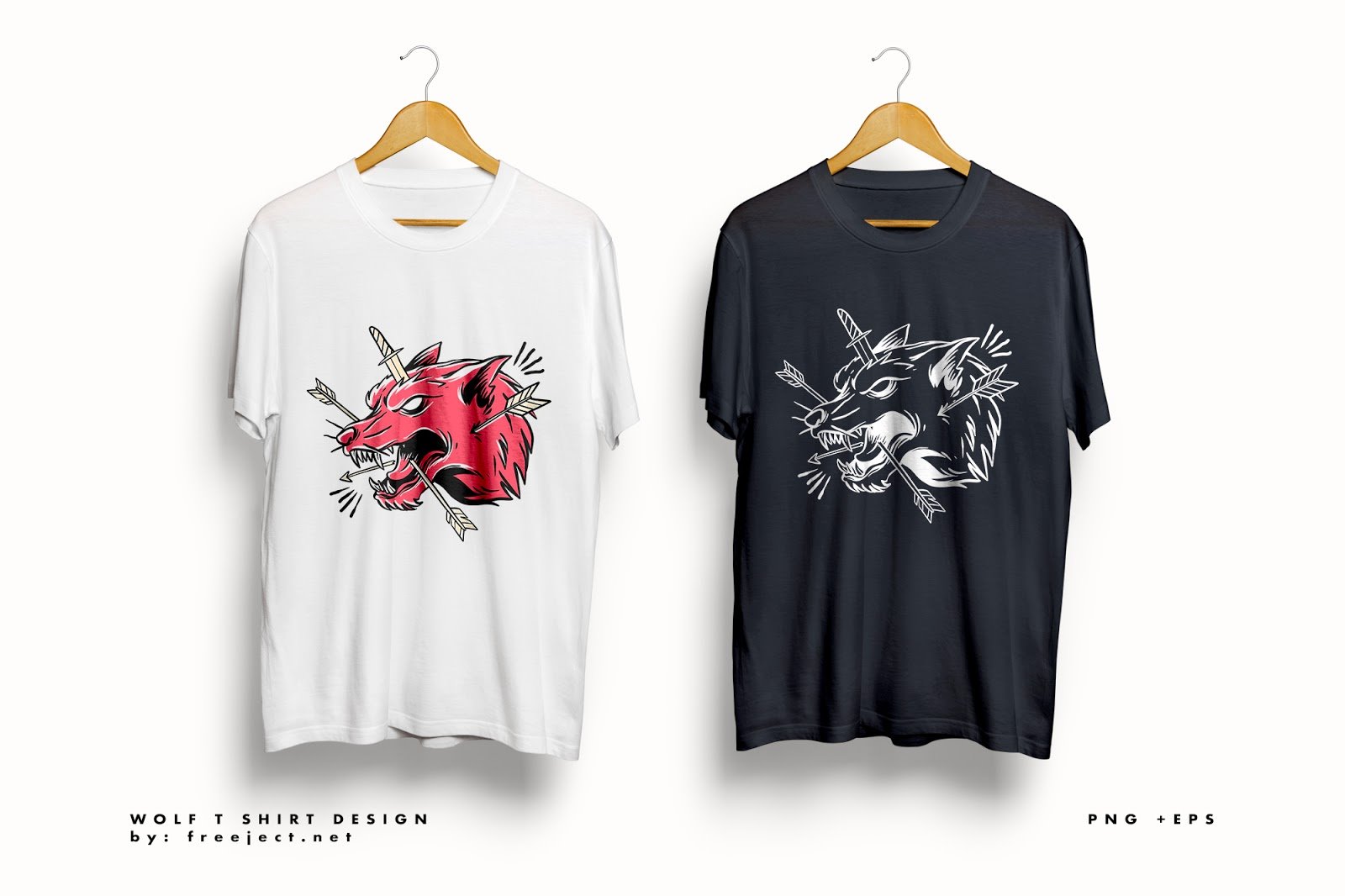 Front View of Wolf T-Shirt Mockup FREE PSD