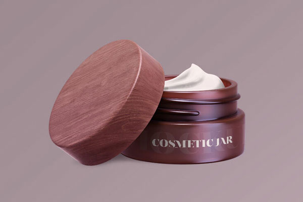 Front View Open Cosmetic Cream Jar Mockup in Plain Setting