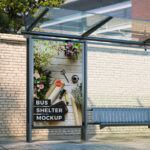Front View Outdoor Bus Shelter Mockup