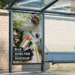 Front View Outdoor Bus Shelter Mockup