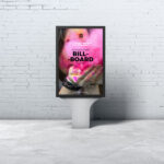 Front View Outdoor Vertical Street Advertising Billboard Mockup