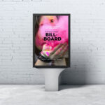 Front View Outdoor Vertical Street Advertising Billboard Mockup
