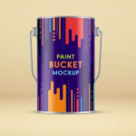 Front View Paint Metal Bucket Mockup