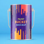 Front View Paint Metal Bucket Mockup