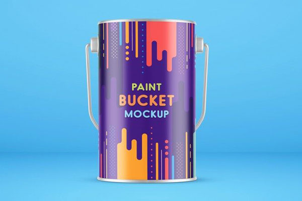 Front View Paint Metal Bucket Mockup