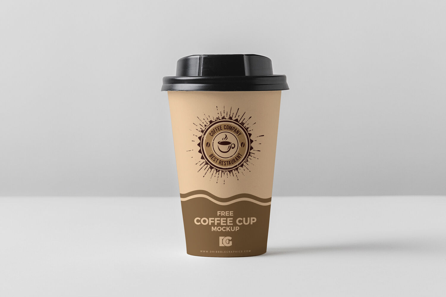 Front View Paper Coffee Cup in Plain Setting Mockup FREE PSD