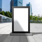Front View Pavement Billboard Mockup in Outdoor Setting