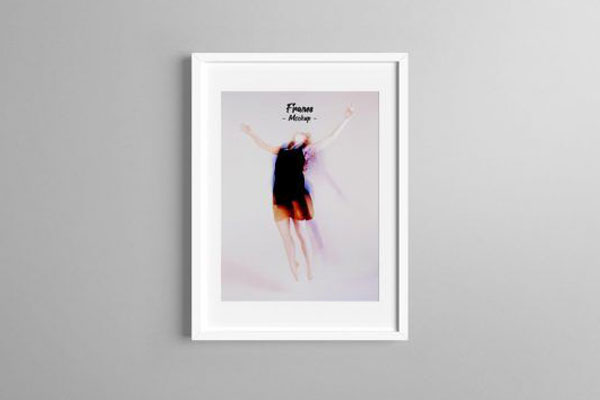Front View Poster Frame on Wall Mockup