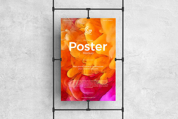 Front View Poster Mockup on Stand