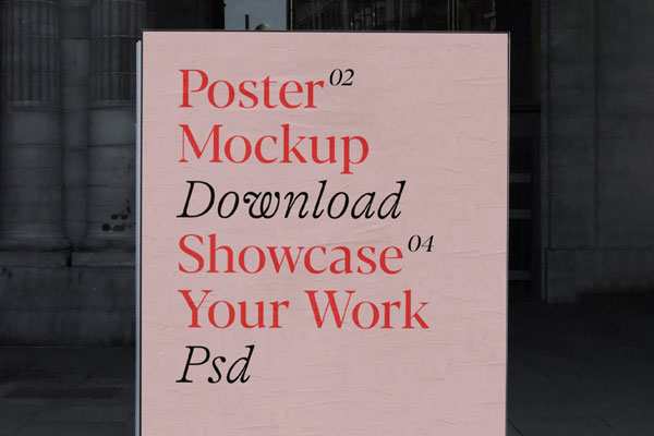 Front View Poster Stand Mockup on Pavement