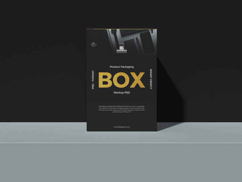 Front View Product Packaging Box Mockup Against Wall