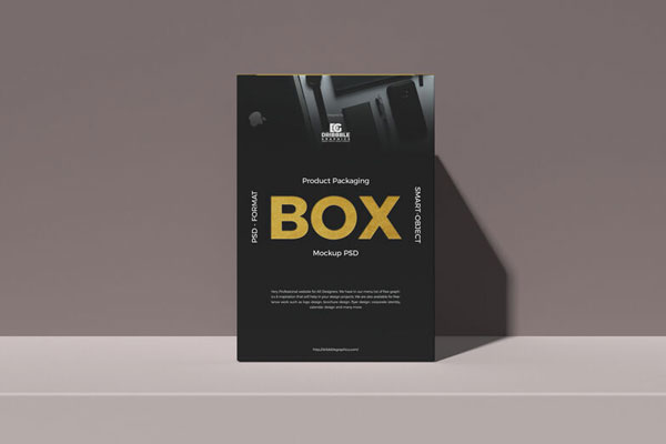 Front View Product Packaging Box Mockup Against Wall