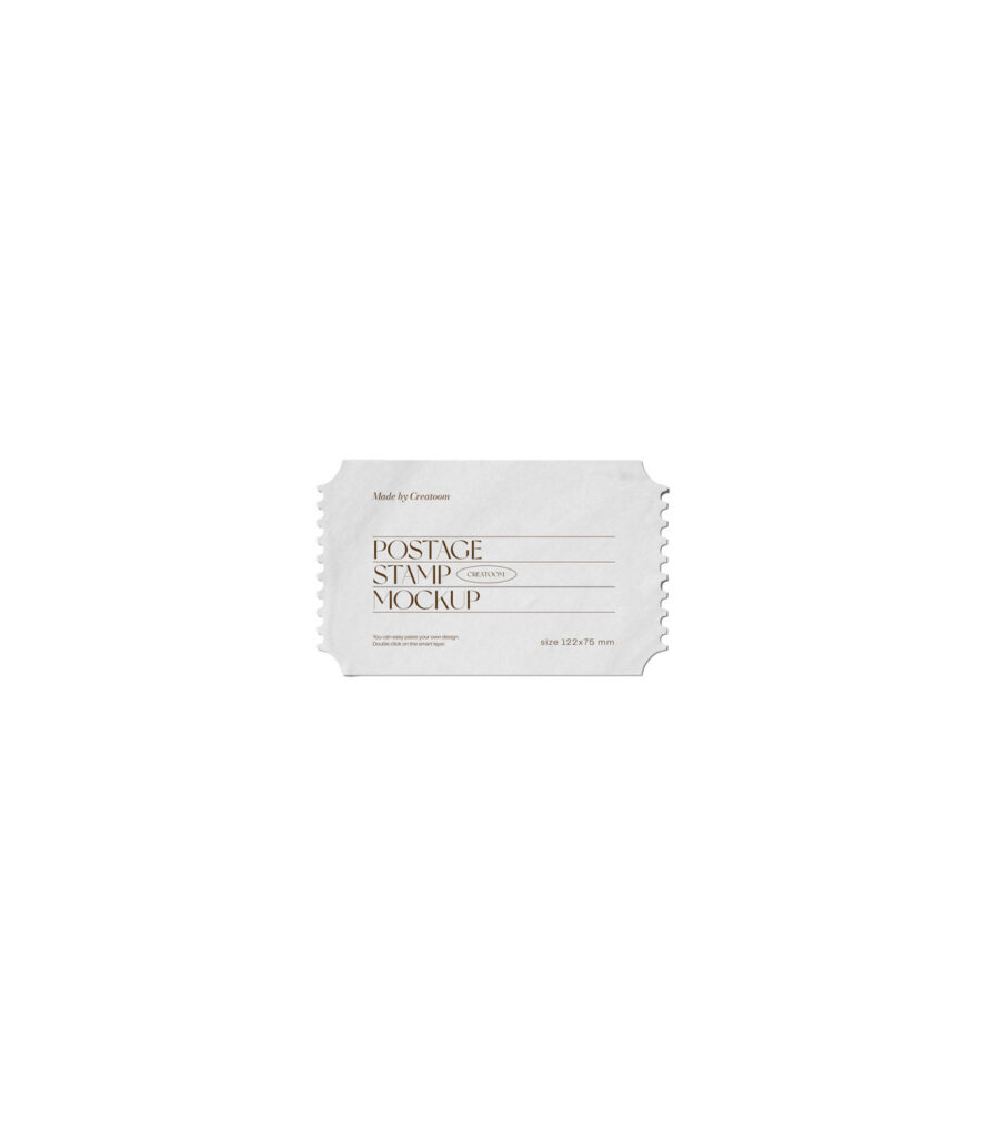 Front View Rectangular Postage Stamp Mockup with Curved Edges