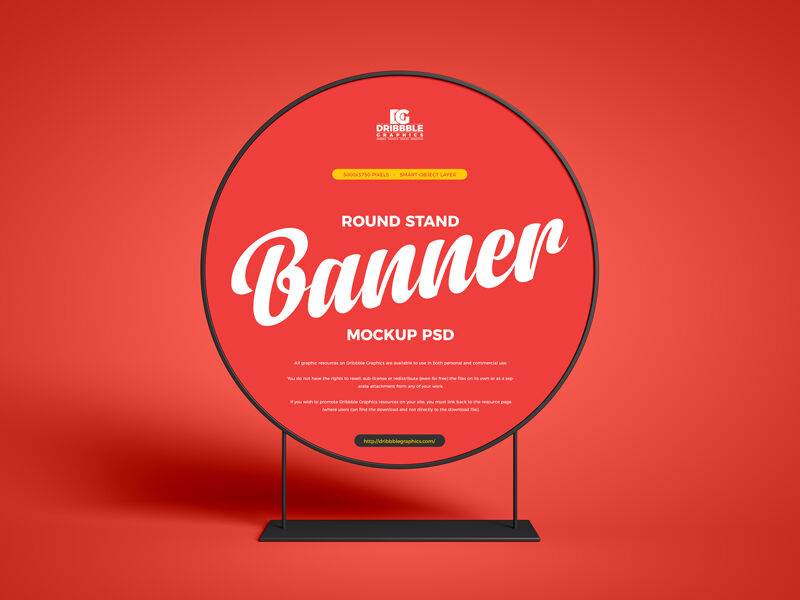 Front View Round Banner Stand Mockup in Plain Setting