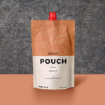 Front View Spout Pouch Mockup Standing Against Textured Wall