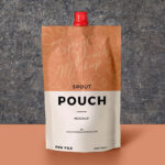 Front View Spout Pouch Mockup Standing Against Textured Wall