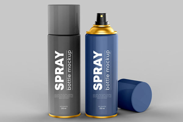 Front View Spray Bottles with Caps on and off Mockup