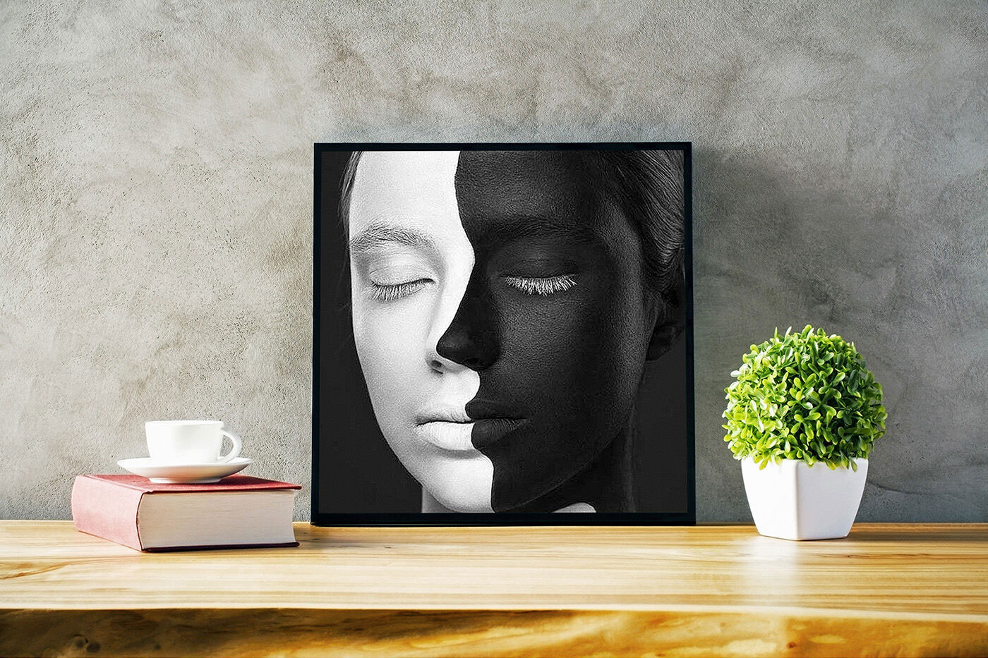 Front-View, Square Photo Frame Leaning Against the Wall Mockup FREE PSD
