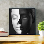 Front-View, Square Photo Frame Leaning Against the Wall Mockup