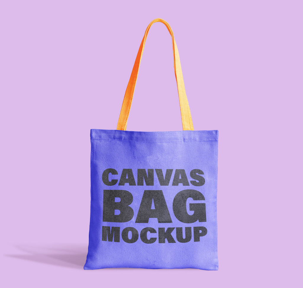 Front View Stand-up Canvas Tote Bag Mockup in Plain Setting