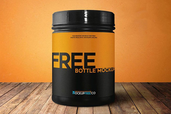 Front View Stand-up Sports Nutrition Can Label Mockup