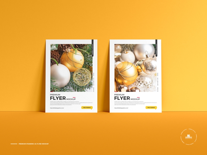 Front View Standing A4 Flyer Mockup FREE PSD