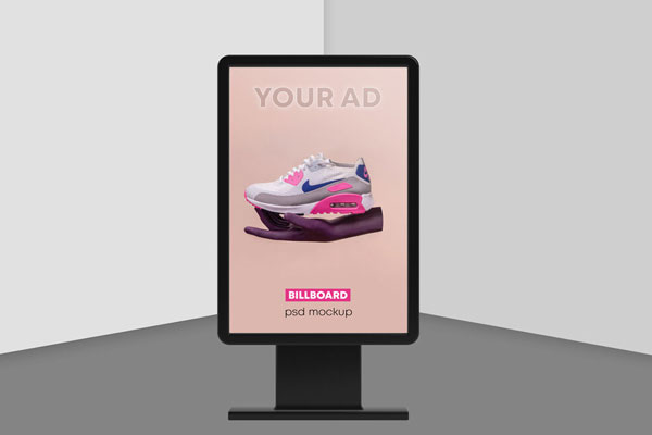 Front View Standing Billboard Mockup