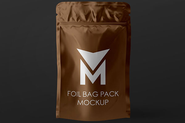Front View Standing Foil Bag Pack Mockup in Simple Setting