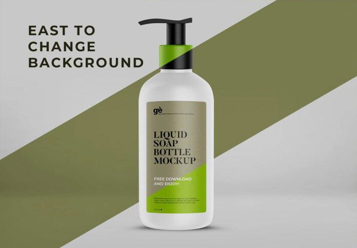 Front View Standing Liquid Soap Bottle Mockup