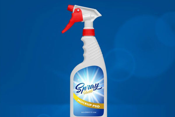 Front View Standing Opaque Plastic Spray Bottle Mockup