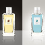 Front View Transparent Glass Cologne Bottle Mockup