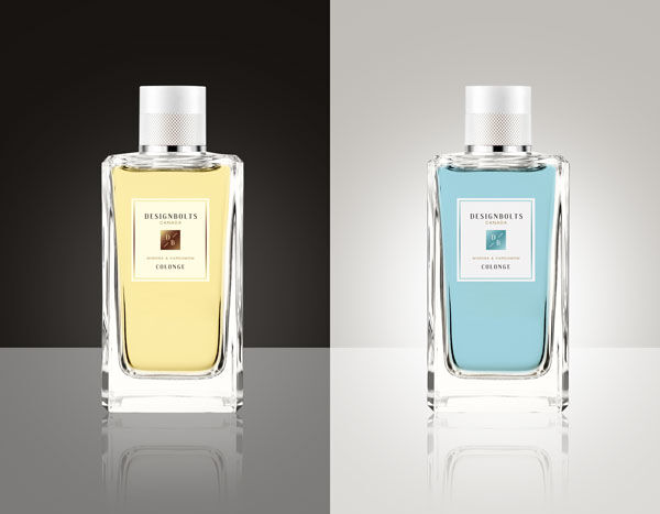 Front View Transparent Glass Cologne Bottle Mockup